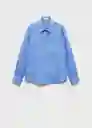 Camisa Lino Azul Talla XL Mujer Mango