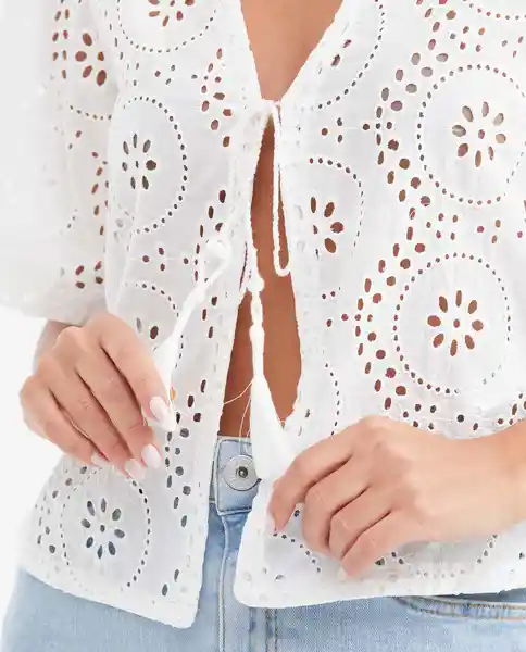 Camisa Eyelet Resort Femenino Blanco 0 Claro Talla M Chevignon