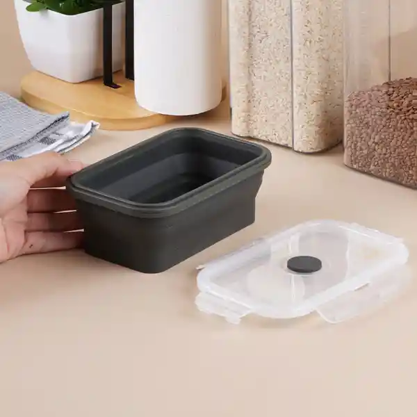 Contenedor de Alimentos Silicona Serie Silver Grey Negro Miniso