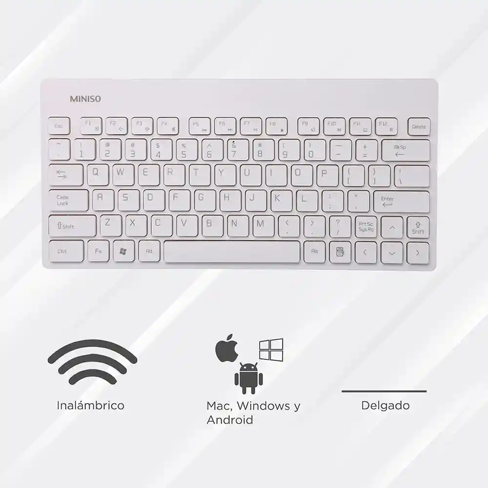 Miniso Set de Teclado y Ratón Inalámbrico Blanco y Gris