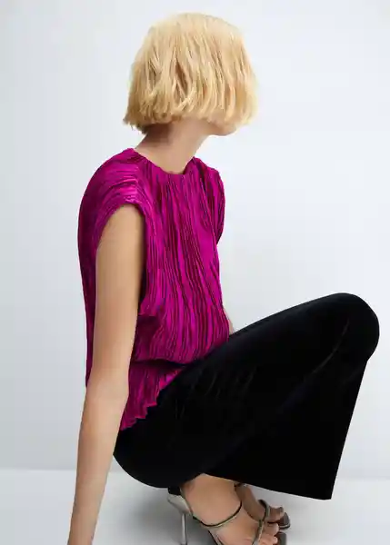 Blusa Column Fucsia Talla 18 Mujer Mango