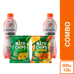 Combo Gatorade Fresa Sin Auzcar + Natuchips Plátano Verde + Maduro