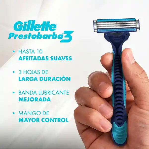 GILLETTE Prestobarba 3 Fresh Cuchilla de Afeitar con Eucalipto Máquina de Afeitar Hombre Desechable Afeitada Refrescante Afeitadora para Barba 2 Uds