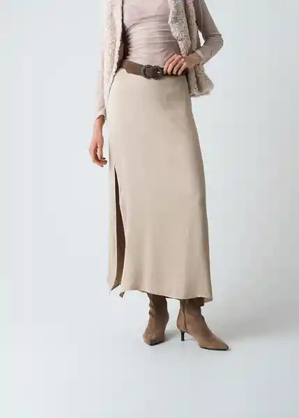 Falda Amber Beige Escarcha Claro Talla 10 Mujer 543G370 Naf Naf