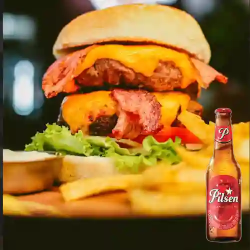 Combo Hamburguesa Doble Carne + Pilsen 250 ml