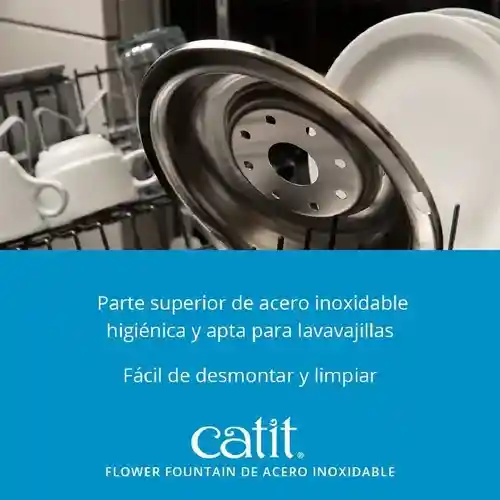 Catit Fuente Para Gatos Acero Inoxidable Con Flor 3 L