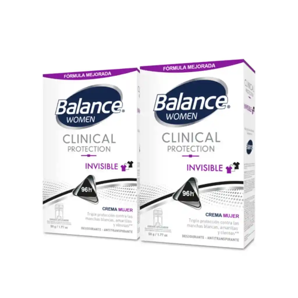 Desodorante Balance Crema Clinical Invisible Mujer 2 x 50gr	