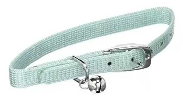 Petentrega Collar Gato Nylon Ajustable Azul Claro Con Piedras