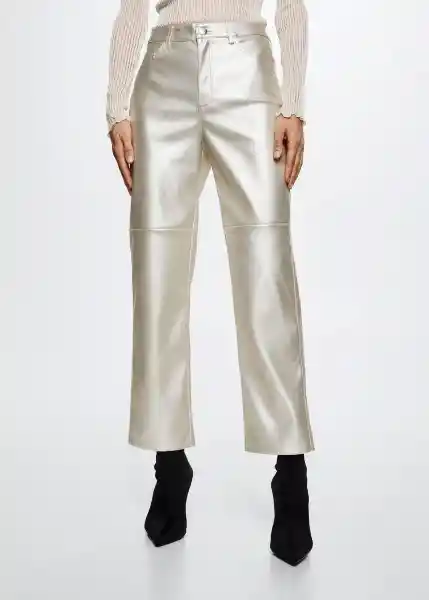 Pantalón Plata Plata Talla 36 Mujer Mango