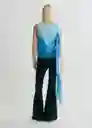 Blusa Adela Azul Talla M Mujer Mango