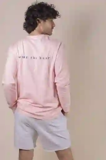 Domenica Camiseta Long Sleeve Hombre Rosado Talla XL