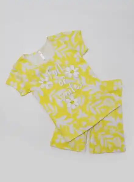 Pijama Camiseta Manga Corta Pantalón Corto Amarillo 4 Bronzini