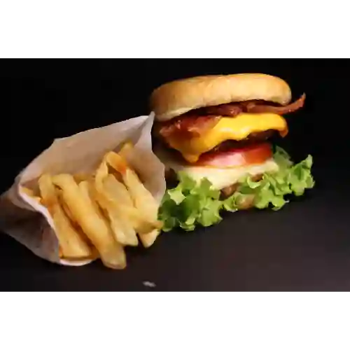 Hamburguesa Doble + Papas Fritas