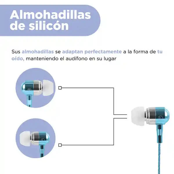 Audífonos Intrauditivos Metal Azul Mod Pa401 Miniso