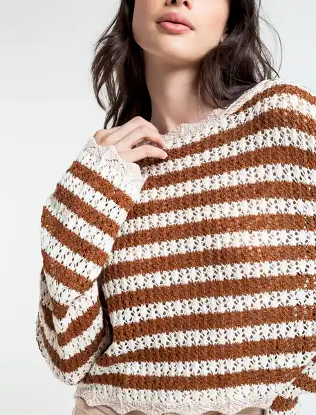  Sueter Lurex Mujer Crudo Pretenido Talla M Naf-Naf 