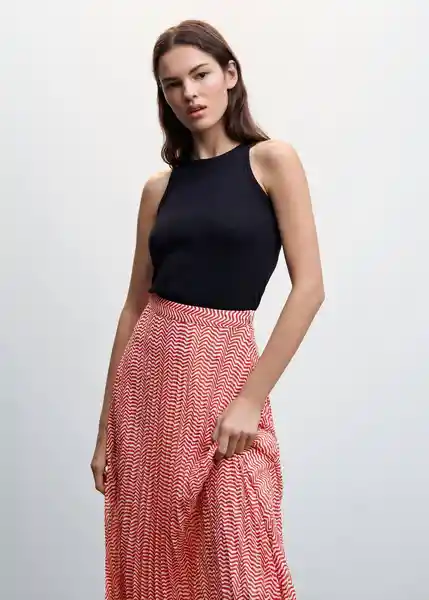 Falda Plis-H Rojo Talla M Mujer Mango