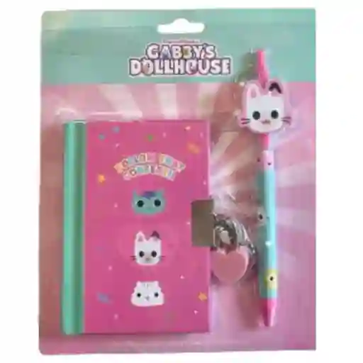 Libreta Tapa Dura y Esfero Serie Gabby's Dollhouse Miniso