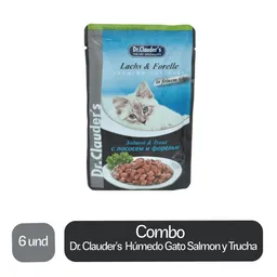 6 x Dr. Clauder's Alimento Humedo Para Gato Salmon y Trucha