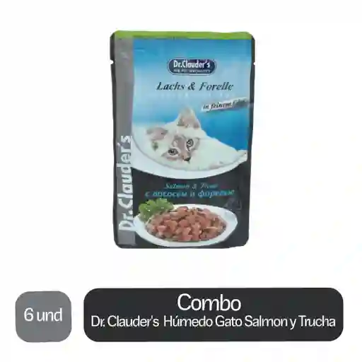 6 x Dr. Clauder's Alimento Humedo Para Gato Salmon y Trucha