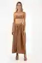 Vestido Largo Luna Café Talla 02 M