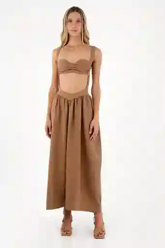 Vestido Largo Luna Café Talla 02 M