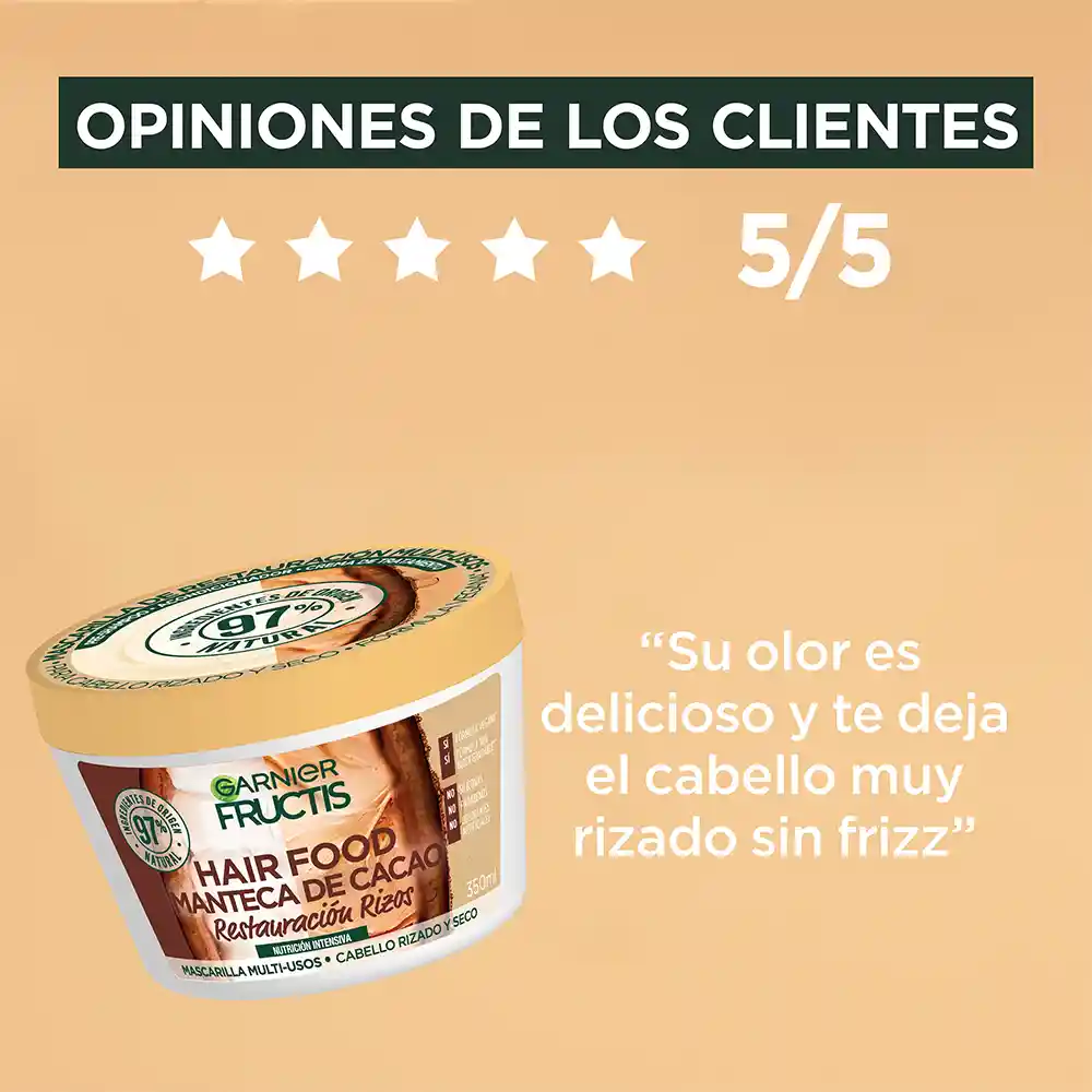 Tratamiento Capilar Hair Foof Garnier Manteca de Cacao Rizos