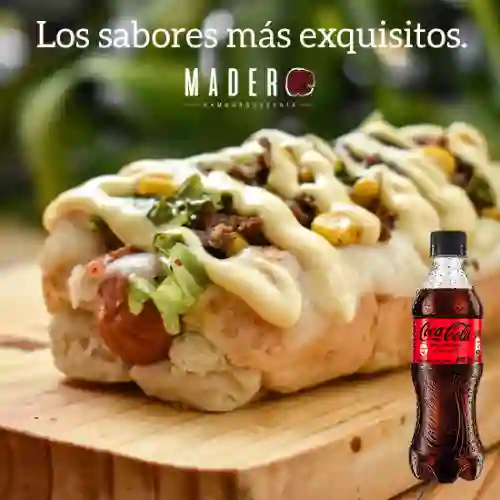 Combo Perro Madero + Coca Cola Sin Azúcar 400 ml