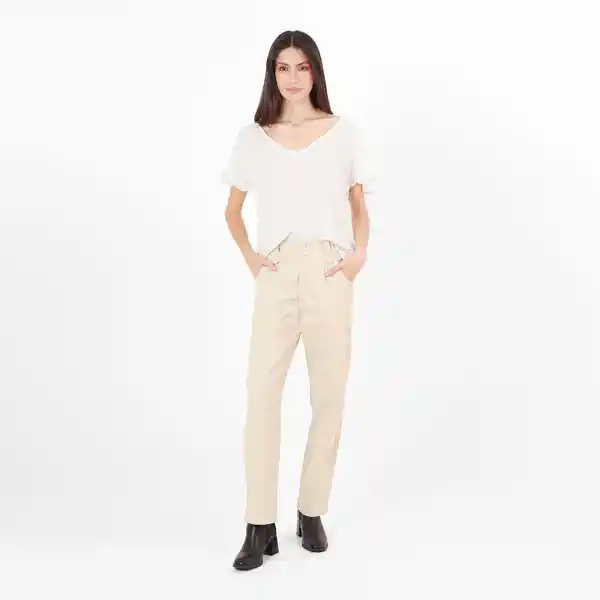 Blusa Cuello V Manga Corta Blanco Talla S 704427