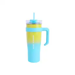 Vaso de Acero Con Pitillo Menta y Amarillo y Azul 1600 mL Miniso