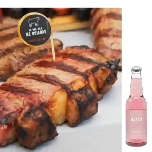 Bife de Chorizo +Refresco Hatsu Frambuesa&Rosas 300ml