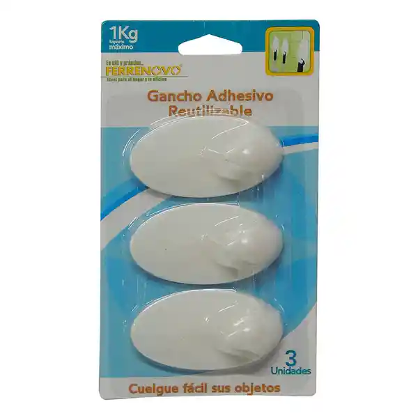 More Products Gancho Adhesivo Reutilizable Ovalado