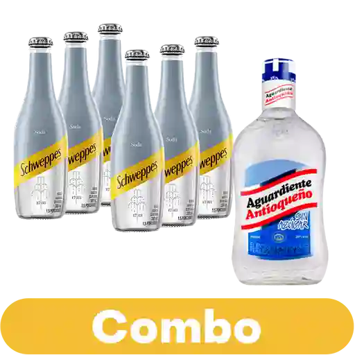 Combo Soda Schweppes 300 mL 6 Unds + Aguardiente