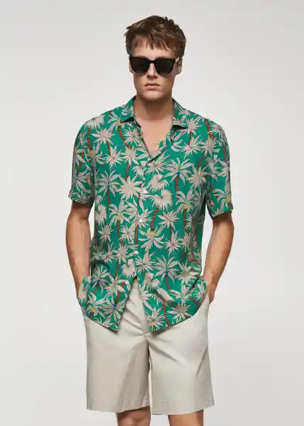 Camisa Palm-H Verde Talla M Hombre Mango