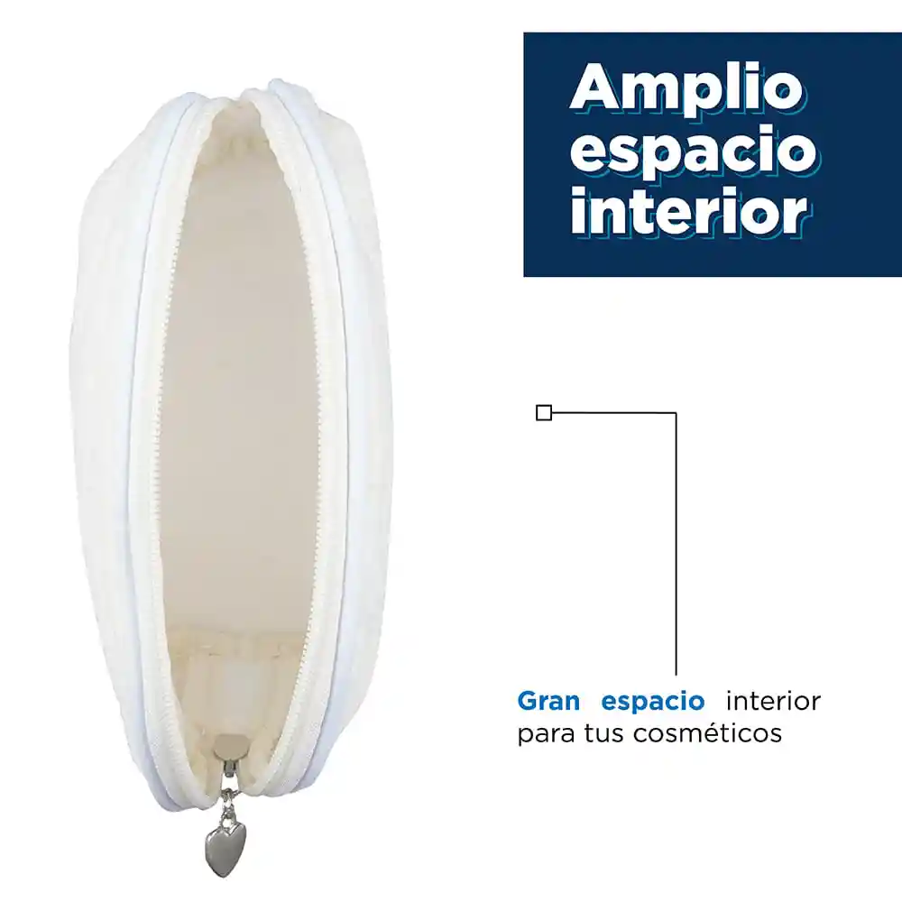 Cosmetiquera Texturizada Semicircular Blanco Miniso