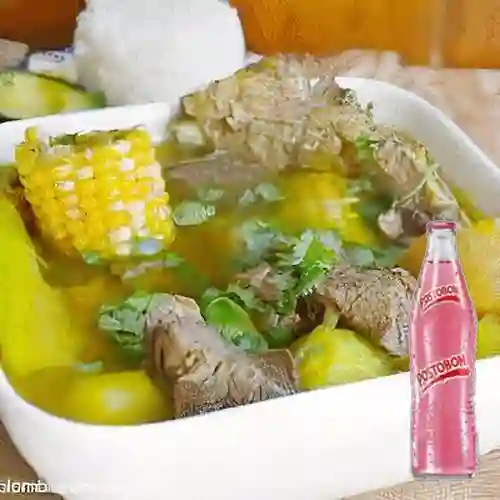 Cmb sancocho carne y pollo+gaseosa manz.