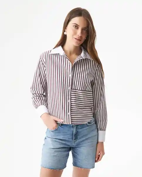 Camisa Striped Poplin Crudo Pristino Claro Talla M Chevignon