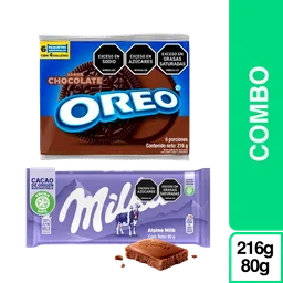 Combo Galleta Oreo Chocolate 6 Und + Milka Chocolate Leche