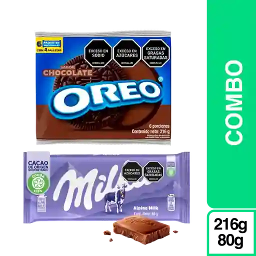 Combo Galleta Oreo Chocolate 6 Und + Milka Chocolate Leche