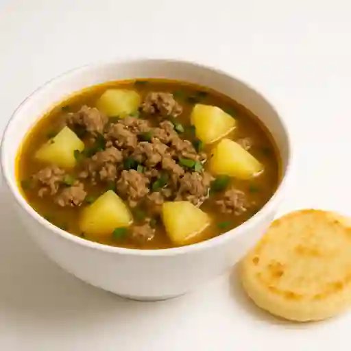 Caldo de Carne Picada y Papas