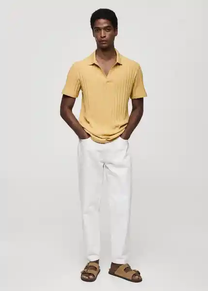 Polo Creto Amarillo Talla L Hombre Mango