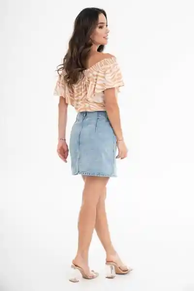 Regged Falda Creta Denim Color Azul Medio Talla 10