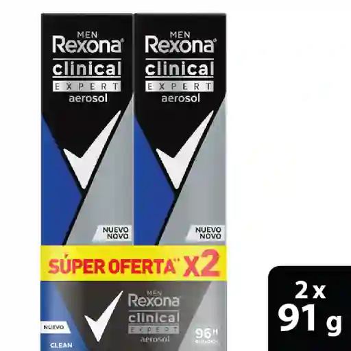 Oferta Desodorante Rexona Aerosol Hombre Clinical Clean Expert 2X91G