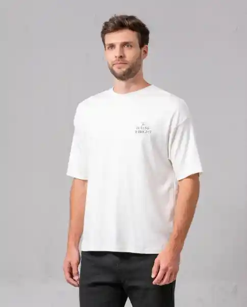 Camiseta Oversize Hombre Crudo Marfil Claro XXL 40412 Rifle