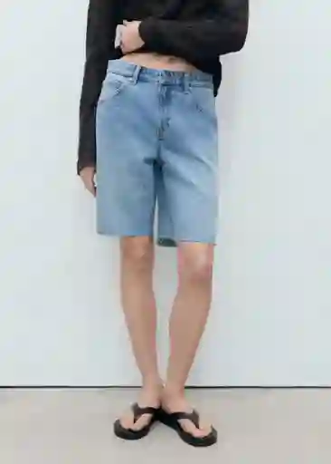 Bermuda Anne Tejano Medio Talla 38 Mujer Mango