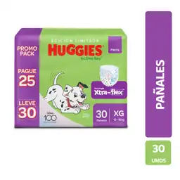 Huggies Pack Pañal Active Sec Pants 4/XL Pague 25 Lleve 30 Und