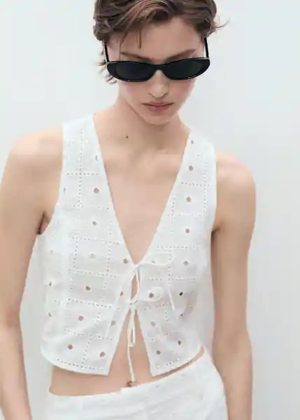Chaleco Fado Blanco Talla M Mujer Mango