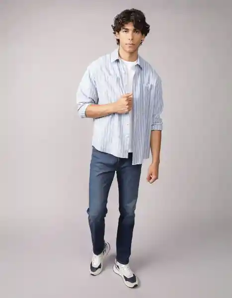 Camisa Hombre Azul Talla Large 2894407 American Eagle