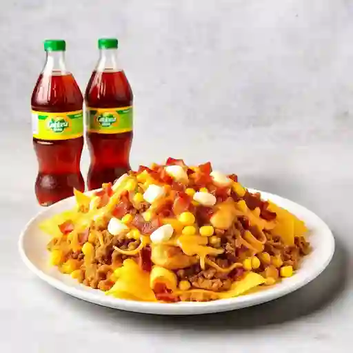 Salchipapa mixta duo + 2 gaseosa 250ml