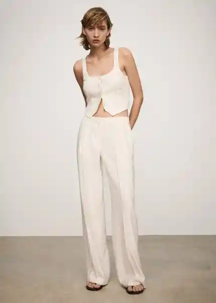 Chaleco Geranio Crudo Talla 24 Mujer Mango