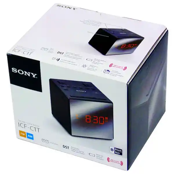 Radio Reloj Sony Fm / Am Digital. Forma en Cubo. Color Gris Oscuro. Capacidad Para 50 Contactos. Marca: Sony. Referencia: Icfc1Tbk. Sku 209987